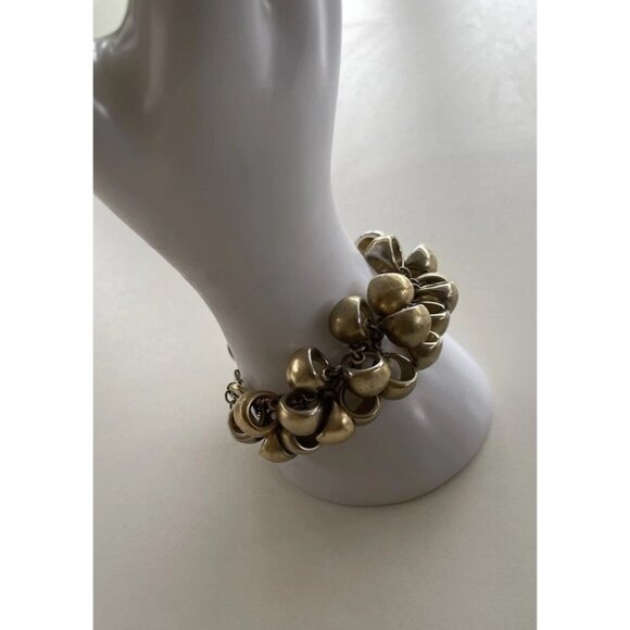 Vintage Lia Sophia Bracelet CHA CHA CHA Chunky Brushed Gold Tone Links Sz 7” - Picture 1 of 14